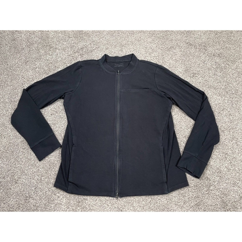 Eileen Fisher Shirt Womens XS Black Full Zip Jacket Athletic Stretch Casual Slim